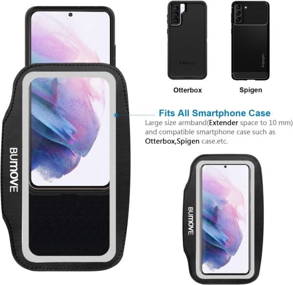 Running Armband for Samsung Galaxy S25/S24/S23/S22/S21/S20/S10,with Card Holder, Gym Workouts Sports Phone Arm Band (Black) - Image 7