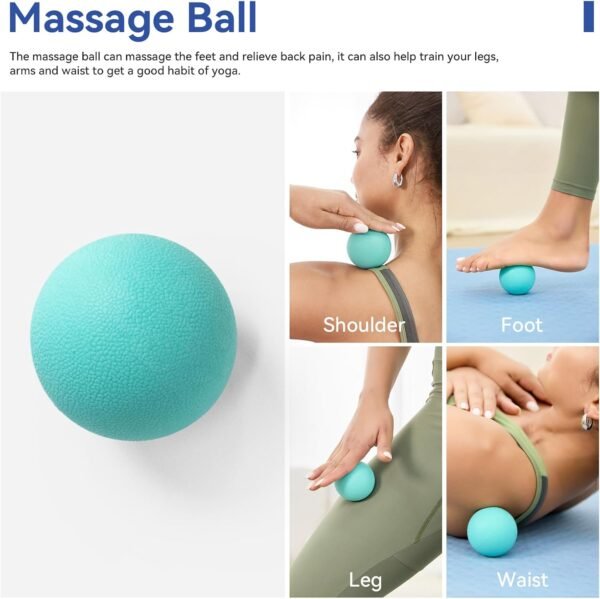 5 in 1 Foam Roller Set - Massage Roller & Stick, Ball, Resistance Band for Deep Tissue Massage (Green) - Image 5