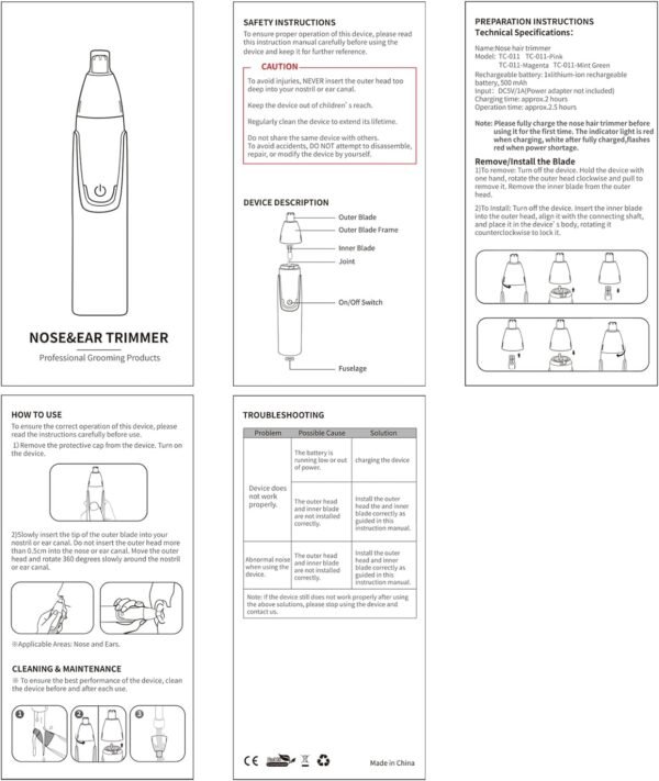 ZORAMI Rechargeable Ear and Nose Hair Trimmer - 2025 Professional Painless Eyebrow & Facial Hair Trimmer for Men Women, Powerful Motor and Dual-Edge Blades for Smoother Cutting Black - Image 8
