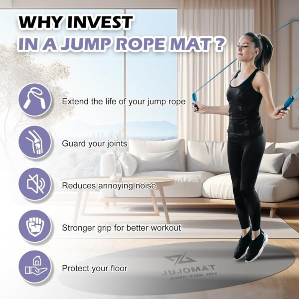 Jump Rope Mat Outdoor Indoor Non Slip Workout Exercise Mat, Shock Absorbing Jump Rope Pad for Crossrope, Oval Jumping Rope Mat for Concrete Home - Image 7