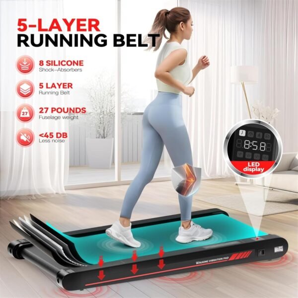Sperax Walking Vibration Pad with APP, 3 in 1 Under Desk Treadmill, 2.5HP Low Noise Walking Treadmill Pad with Remote Control,Portable Treadmill for Home Office - Image 8