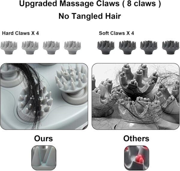 Electric Scalp Massager, Waterproof Electric Hair Massager with 8 Massage Claws, Portable Head Massager Scalp Stress Relax, Handheld Hair Scalp Massager for Stress Relief - Image 7