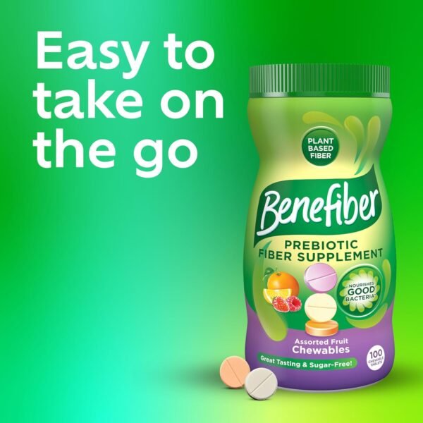 Benefiber Chewable Prebiotic Fiber Supplement Tablets for Digestive Health, Assorted Fruit Flavors - 100 Count - Image 7