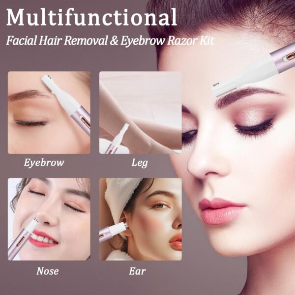 Nose & Eyebrow Trimmer for Women and Men,2025 Rechargeable Ear Razor & Face Shaver,Lady's Painless Portable Facial Hair Removal with Comb, Dermaplane Tool for face,Lips,Body,Leg (Purple) - Image 3