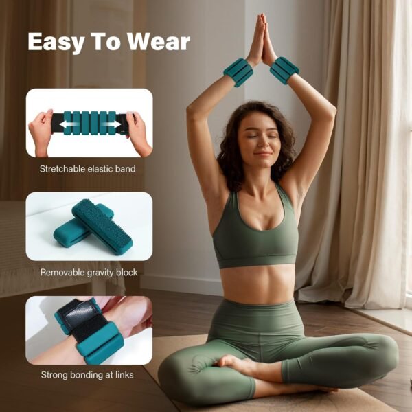 Wrist weights,ankle weights for women,Adjustable Wrist weights set of 2,1Lbs,Wearable Arm & Leg Weights for Pilates, Walking,Yoga,Dance，Barre，runing，Swimming - Image 5