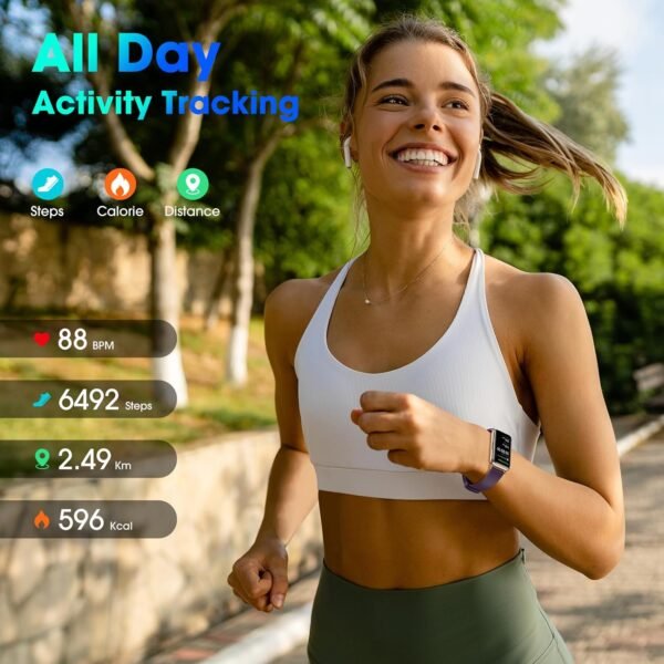 Long Battery Pedometer Watch 14 Days Battery Life, Slim Design No App/Phone Required Fitness Tracker, 50 Meters Waterproof Smart Watch, Heart Rate & Blood Oxygen Monitor Step Counter for Men Women - Image 6