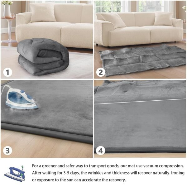 Baby Play Mat 1.2" Thick Memory Foam Nursery Rug Area Rug, 4’11” X 3’28” Yoga Mat Playmat Crawling Mat for Baby,Toddlers, Infants, Kids,Floor Mat Tatami Mat for Living Room with Non-Slip(Grey) - Image 5