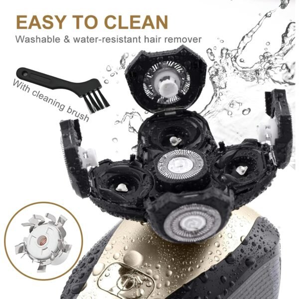 Bald Shavers for Men - Telfun Upgrade 5-in-1 Electric Head Shavers for Bald Men, 100% Waterproof Cordless Razor, Wet/Dry Shaving, 5 Dual Track Heads, Mess-Free Hair Capture - Image 6