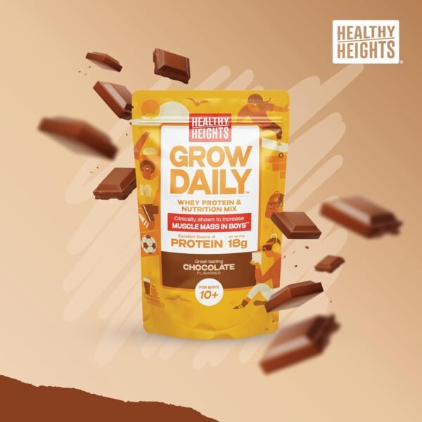 Healthy Heights Grow Daily Kids Protein Drink Mix (Chocolate) - High Protein Shake for Boys 10+ - Image 3