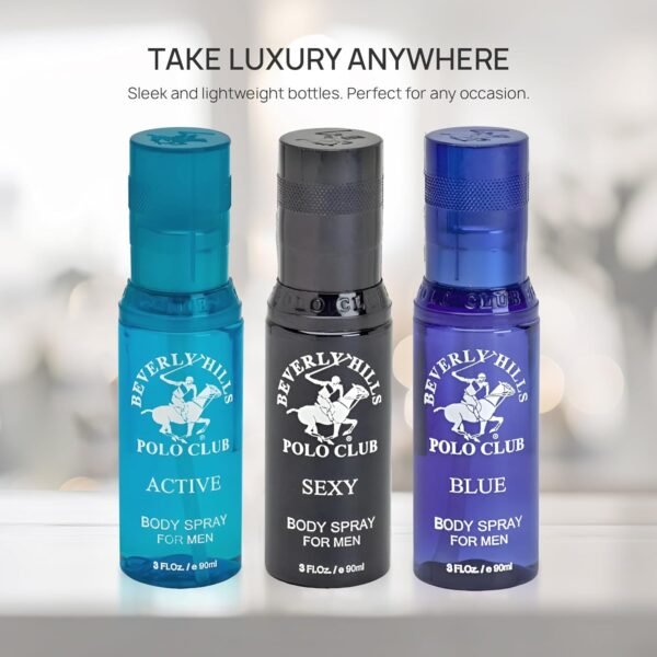 Beverly Hills Polo Club Men's Body Spray Collection Gift Set Featuring Luxury Designer Cologne Scents for Long Lasting Freshness BHPC 3 oz 3 Count (Silver) - Image 6