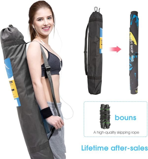 Jump Rope Mat Large Rubber Exercise Mat Indoor Outdoor Shock Absorbing Mat Non-Slip Oval Design for Floor & Rope Protection, Workout Mats for Home Gym Flooring - Image 7