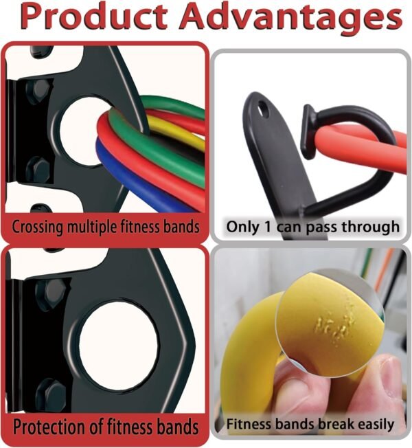 4 PCS Resistance Band Wall Mounts, Gym Anchors, Exercise Wall Hooks for Resistance Bands, Workout Wall Mount for Physical Therapy and Small Space Home - Black - Image 5
