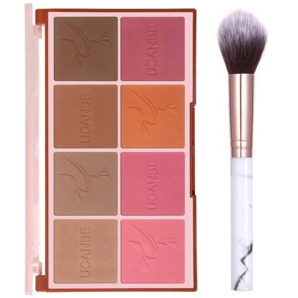 8 Colors Face Matte Blush Palette Shading Blusher with Brush - Buildable Facial Cheek Blusher Contour Bronzing Pressed Powder Makeup Pallet Women Gift Set (01 Matte) - Image 2