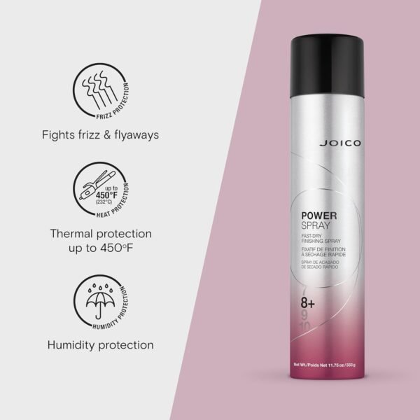Joico Power Spray Fast-Dry Finishing Spray | For Most Hair Types | Protect Against Heat & Humidity | Protect Against Pollution & Harmful UV | Paraben & Sulfate Free | 72 Hour Hold - Image 4