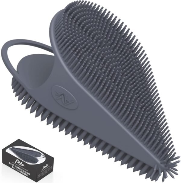 Avilana Silicone Face Scrubber- Dual Sided Manual Facial Cleansing Brush -Face Scrubber and Exfoliator- Deep Cleansing for All Skin Type (Gray) - Image 2