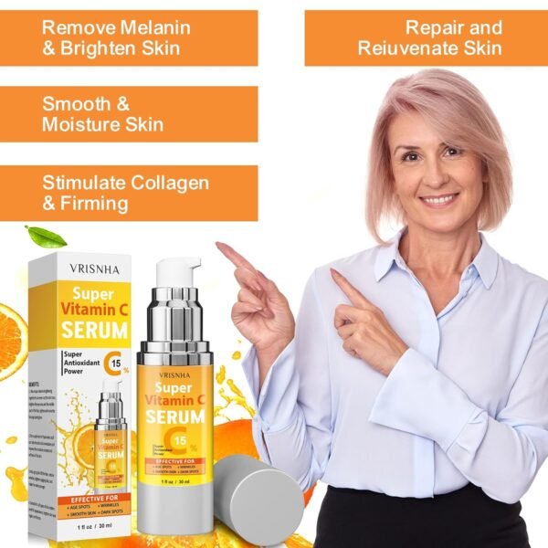 Super Vitamin C Serum for Women Over 50 - Advanced Anti-Aging Formula - Peptides, Niacinamide, Collagen, Hyaluronic Acid - Face Lift Serum for Mature Skin Wrinkles - Image 4