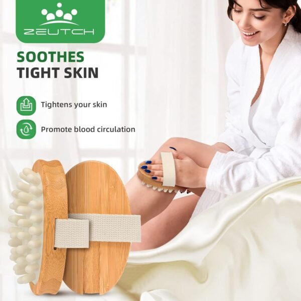 Premium Dry Brushing Body Brush Set for Lymphatic Drainage and Cellulite Treatment, Boar Bristle Long Handle Face Cleansing Brush for A Glowing Skin, 5 Pack - Image 5