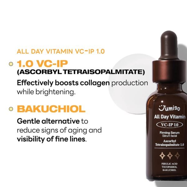 JUMISO All Day VC-IP 1.0 Firming Serum 30ml, 1.01 fl oz, Boosting Collagen, Reducing fine lines, Aronia Extract, Bakuchiol, Panthenol - Image 5