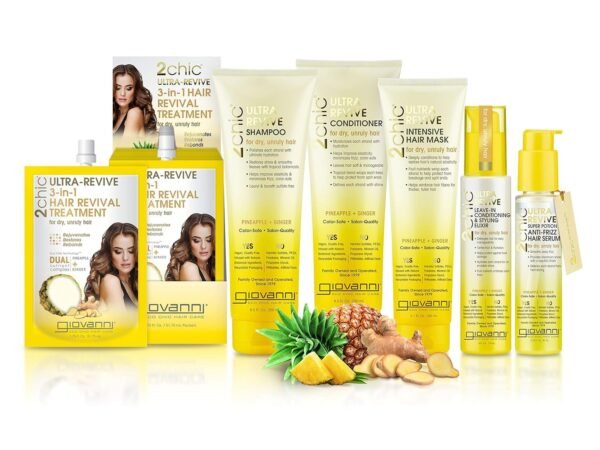 GIOVANNI 2chic Ultra-Revive Leave in Conditioner - Anti-Frizz Styling Elixir to Help Moisturize Dry, Unruly Hair, Enriched with Pineapple & Ginger, Works Great with Curly Hair, Color-Safe - 4 oz - Image 6