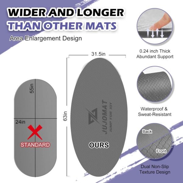 Jump Rope Mat Outdoor Indoor Non Slip Workout Exercise Mat, Shock Absorbing Jump Rope Pad for Crossrope, Oval Jumping Rope Mat for Concrete Home - Image 3
