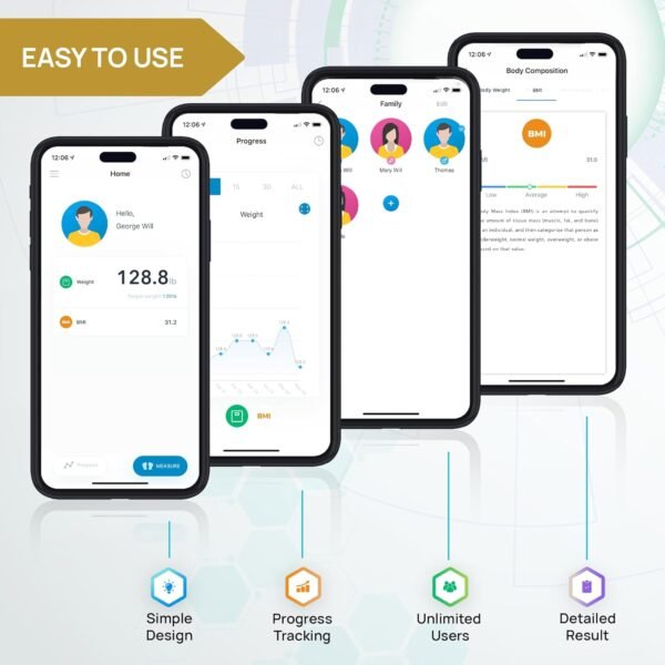 INEVIFIT Smart Premium Bathroom Scale, Highly Accurate Bluetooth Digital Bathroom Body Weight Scale, Precisely Measures Weight & BMI for Unlimited Users - Image 4