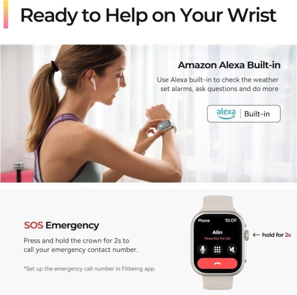 Smart Watch [GPS, Alexa Built-in], 24/7 Heart Rate Monitor with HRV, SpO2/Stress/Sleep Tracker, Calls & Messages, 3ATM Waterproof, 12-Day Battery, 100+ Sport Modes Fitness Smartwatches for Android iOS - Image 4