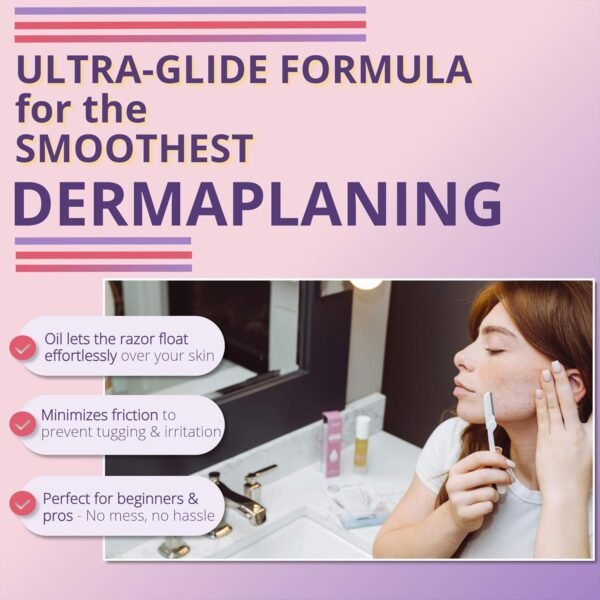 Dermaplaning Oil - Smooth Glide Skin Barrier Shave Oil for Women - Use with Dermaplaning Tool, Face Razor, Eyebrow Razor, Microblades for Face - Softens Area Pre Shave & After Shave - Image 8