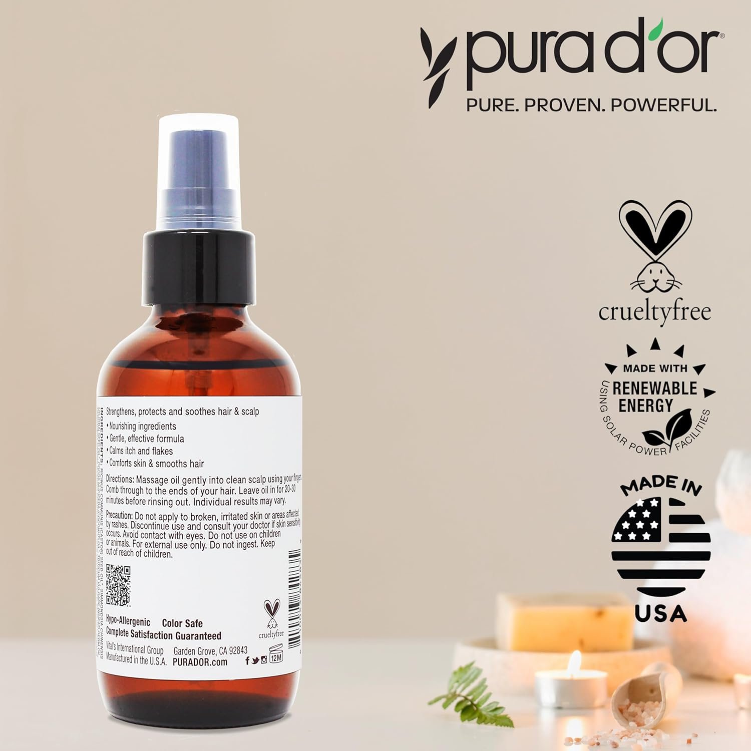 PURA D'OR 3.3 Oz Scalp & Hair Strengthening Oil - Supports Optimal Growth, Reduce Breakage, Nourish Roots for Healthier, Fuller, Thicker Hair - Rosemary, Castor & Peppermint Oil for Stronger Strands - Image 7