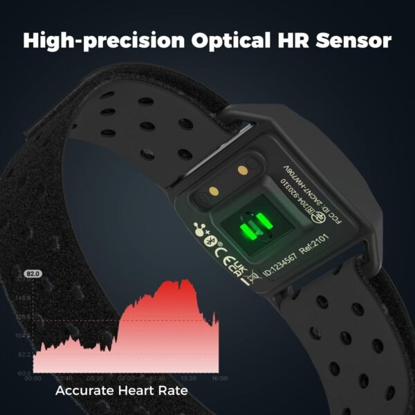 COOSPO Armband Heart Rate Monitor, Bluetooth ANT+ HR Optical Sensor for Sport, Rechargeable Dual Band IP67 HRM, Compatible with Peloton,Wahoo,Polar,Strava,DDP Yoga - Image 3