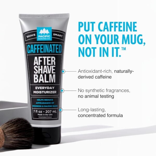 Pacific Shaving Company Caffeinated Aftershave, Men's Grooming Product - Antioxidant Daily Face Lotion + After Shave - Soothing Aloe & Spearmint Post Shave Balm for Sensitive Skin (3.4 Oz) - Image 3
