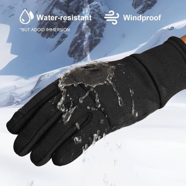 Winter Gloves Men Women Cold Weather: Thermal Waterproof Windprof Touchscreen for Runing Cycling Ski Hiking - Black - Image 7