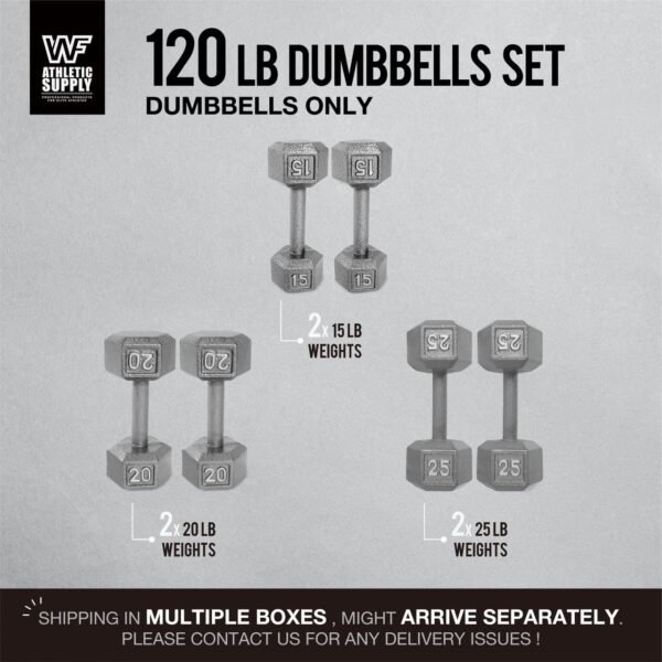 CAPHAUS Cast Iron Solid Hexagon Grey Dumbbell Combo, Strength Training Free Weights for Women and Men, Hand Weights Sold by Set, With or Without Rack Options - Image 4