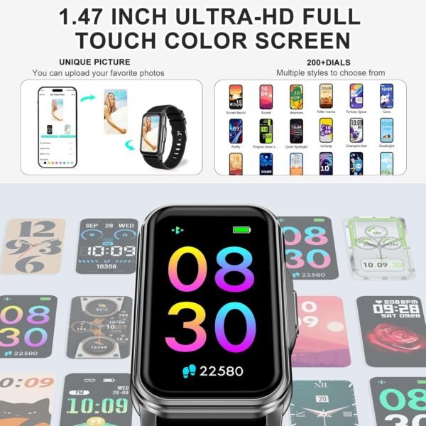 Fitness Tracker with 24/7 Heart Rate, Sleep Blood Oxygen Blood Pressure, 120+ Sports Modes Smart Watch, Step Calorie Counter Pedometer Health Activity Trackers IP68 Waterproof for Women Men - Image 5