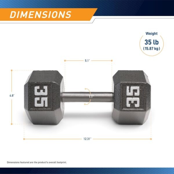 Marcy Cast Iron Hex Dumbbells Collection - Available size from 3-lb to 100-lb, SOLD INDIVIDUALLY - Image 3