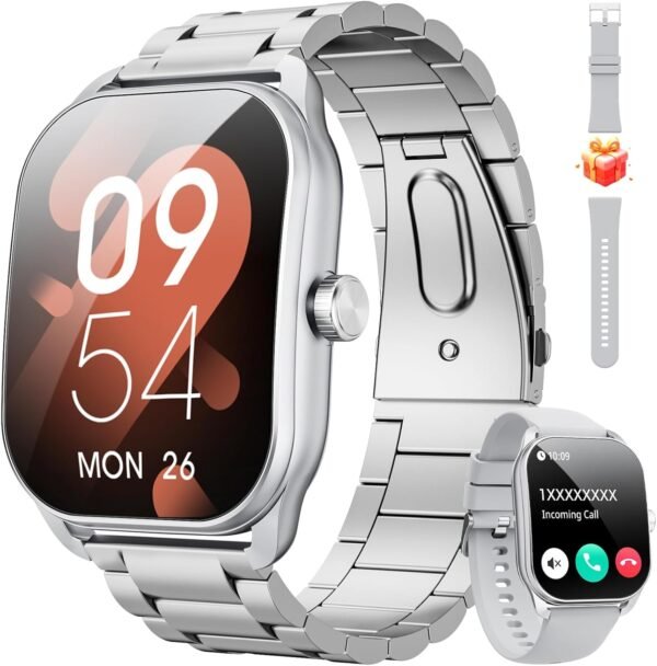 Curve Military Smart Watch for Men(Answer/Make Call), 2.01" Smartwatch with Heart Rate/Sleep Monitor, Fitness tracker with 120+ Sports Modes IP68 Waterproof Fitness Watch for Android iOS (2 Straps) - Image 2
