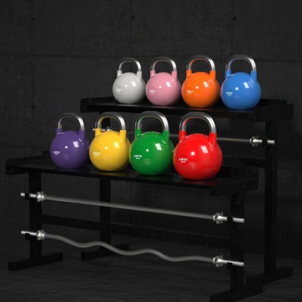 KHTO Kettle Bells – Competition Kettlebell 50 LB – Professional Grade Kettlebell for Fitness, Weightlifting, Core Training – Durable and Strong Design – 10-50 LB Color-Coded Collection - Image 8
