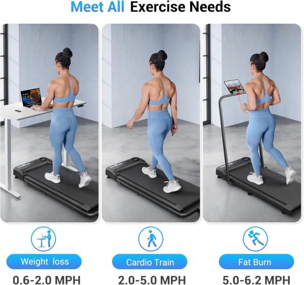 THERUN Walking Pad, 2.5 HP Under Desk, 2 in 1 Foldable for Home, Walking Pad with Handle Bar, 15" Widened Running Belt with Remote Control & LED Touch Screen - Image 3
