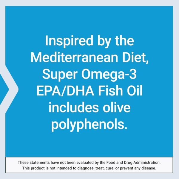 Super Omega-3 EPA/DHA Fish Oil, Sesame Lignans & Olive Extract - For Heart & Brain Health – For Inflammation & Cholesterol Management – Gluten-Free, Non-GMO – Lemon Flavor 120 Softgels - Image 7