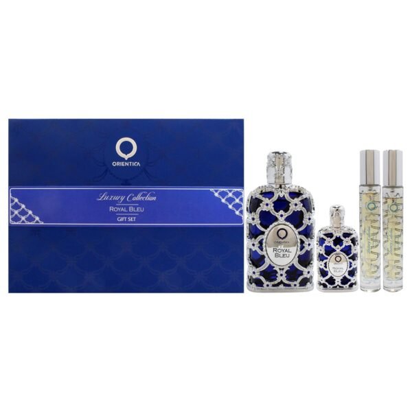 Orientica Royal Bleu for Unisex - 4 Pc Gift Set 2.7oz EDP Spray, 2 x 10ml EDP Spray, 7.5ml EDP Splash - Image 2