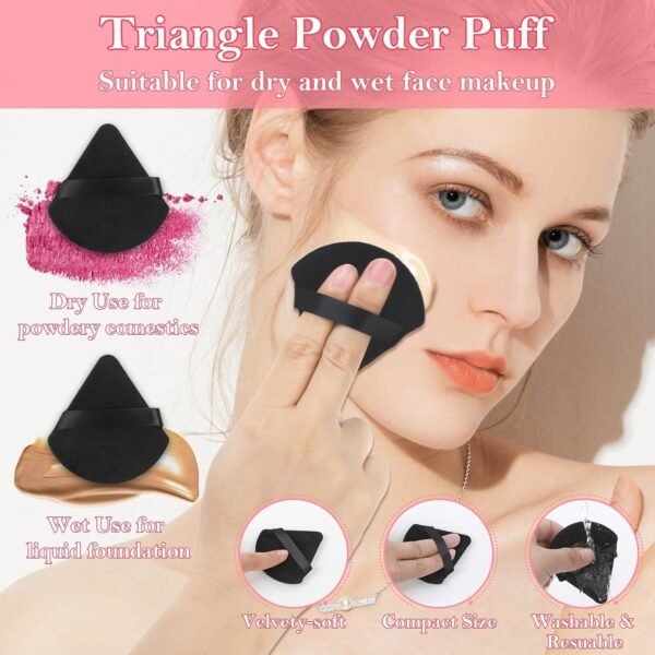 Disposable Makeup Applicators Kit with Triangle Puff Mixing Palette, Artist Supplies Disposable Mascara Wands, Lip Brushes, Hair Clips Powder Puffs for Face with Storage Box - Image 4