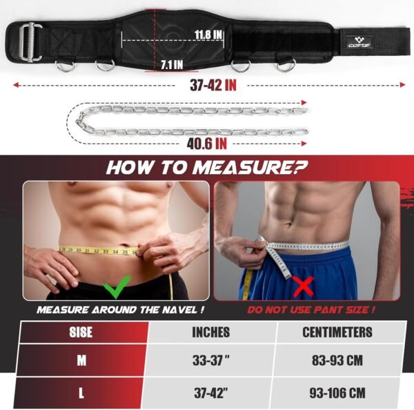3-in-1 Weighted Pull Up Belt, Weight Lifting Dip Belt with 40.6 IN Chain & Self Locking, Weighted Gym Belt for Pull Up, Squat, Powerlifting & Deadlift, Capacity Up to 350 LBS - Image 6