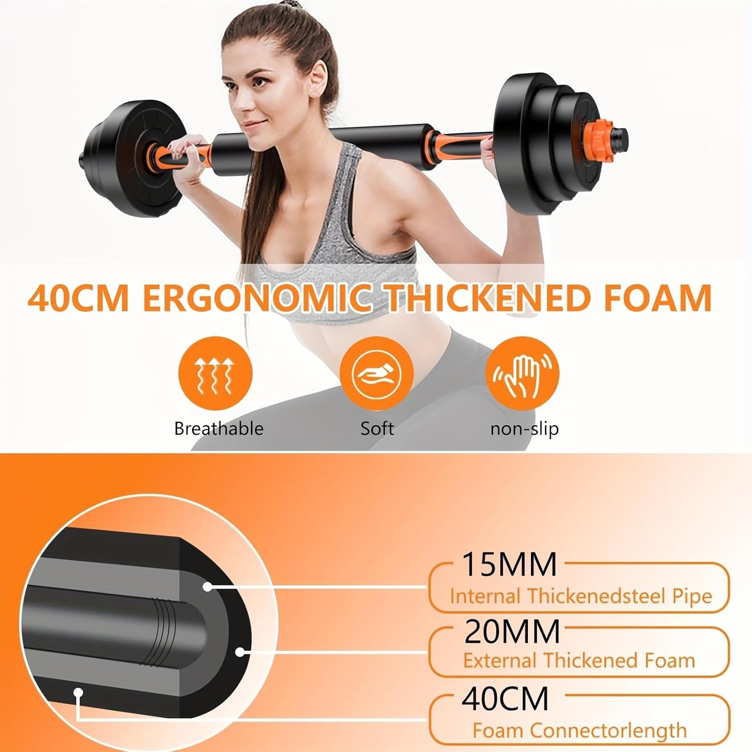 4-In-1 Adjustable Dumbbell Kettlebell, 44 LBS Dumbbell Weight Set with Connector, Used as Barbell, Kettlebell, Push up Stand, Suitable for Home Gym Fitness Exercises, Durable Weight Set, Suitable for Men Women - Image 6