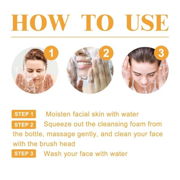 Glow Wash Turmeric Face Wash With Brush,Deep Cleansing Exfoliating Foaming Facial Cleanser. - Image 7