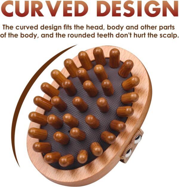 Wooden Body Scalp Massage Comb, Trigger Point Massage Tool Meridians Massager Gua Sha Massager Comb for Body Relief & Hair Growth - Image 6