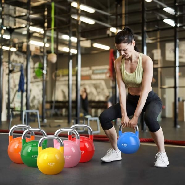 KHTO Kettle Bells – Competition Kettlebell 50 LB – Professional Grade Kettlebell for Fitness, Weightlifting, Core Training – Durable and Strong Design – 10-50 LB Color-Coded Collection - Image 7