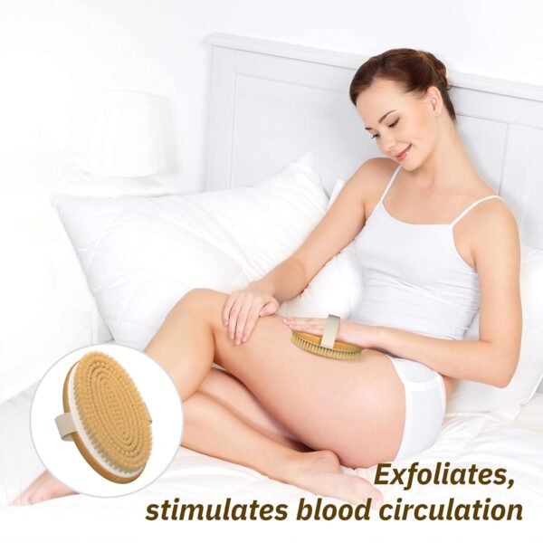 Metene Dry Brushing Body Brush with Soft and Stiff Natural Bristles, Body Exfoliating/Massage Scrub Brush for Cellulite and Lymphatic, Improve Your Circulation, 2 Pack - Image 6