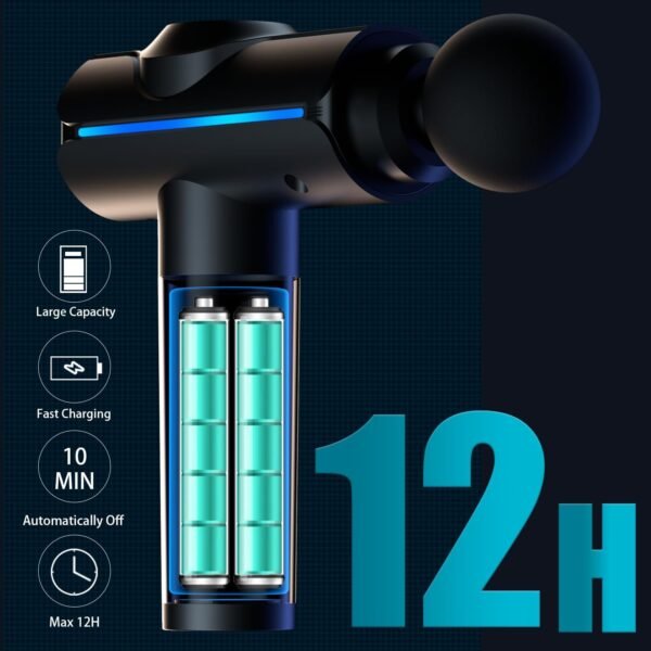 Massage Gun, Deep Tissue Massage Gun for Pain Relief, Quiet Electric Percussion Massager, Handheld Electric Muscle Massager with Carry Case 20 Speeds & LED Screen, Grey - Image 5