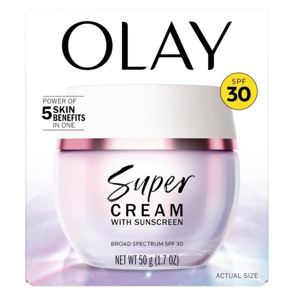 Olay Super Cream with Sunscreen SPF 30, 1.7 oz, Ultra Lightweight Face Moisturizer - Vitamin C & E, Hyaluronic Acid, Niacinamide, Collagen Peptide - Hydrate, Smooth, Brighten, Firm, and Protect - Image 12