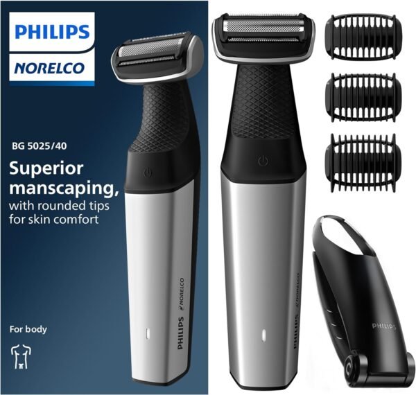 Philips Bodygroom Series 5000, Showerproof Groin and Body Trimmer, Close and Comfortable Shave, Complete Body Grooming Including Back, 60 Min. Runtime, Model BG5025/40 - Image 2
