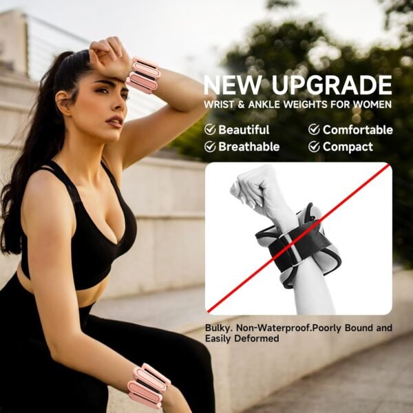 Adjustable Ankle Weights for Women Set of 2 (1Lbs Each),Pilates Wrist Weights Suitable for Yoga,Walking,Dance,Jogging,Gym - Image 3